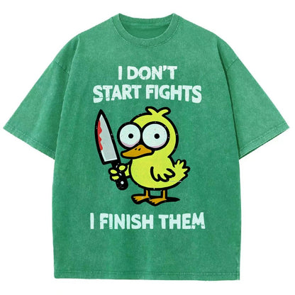 I Don't Start Fights Vintage Distressed T-shirt