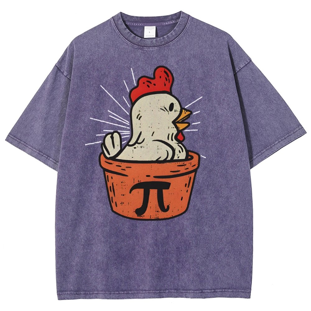 Funny Chicken Pot Pi Vintage Distressed T-shirt
