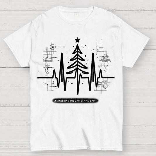 Engineer Heartbeat and Christmas Tree Geek T-Shirt