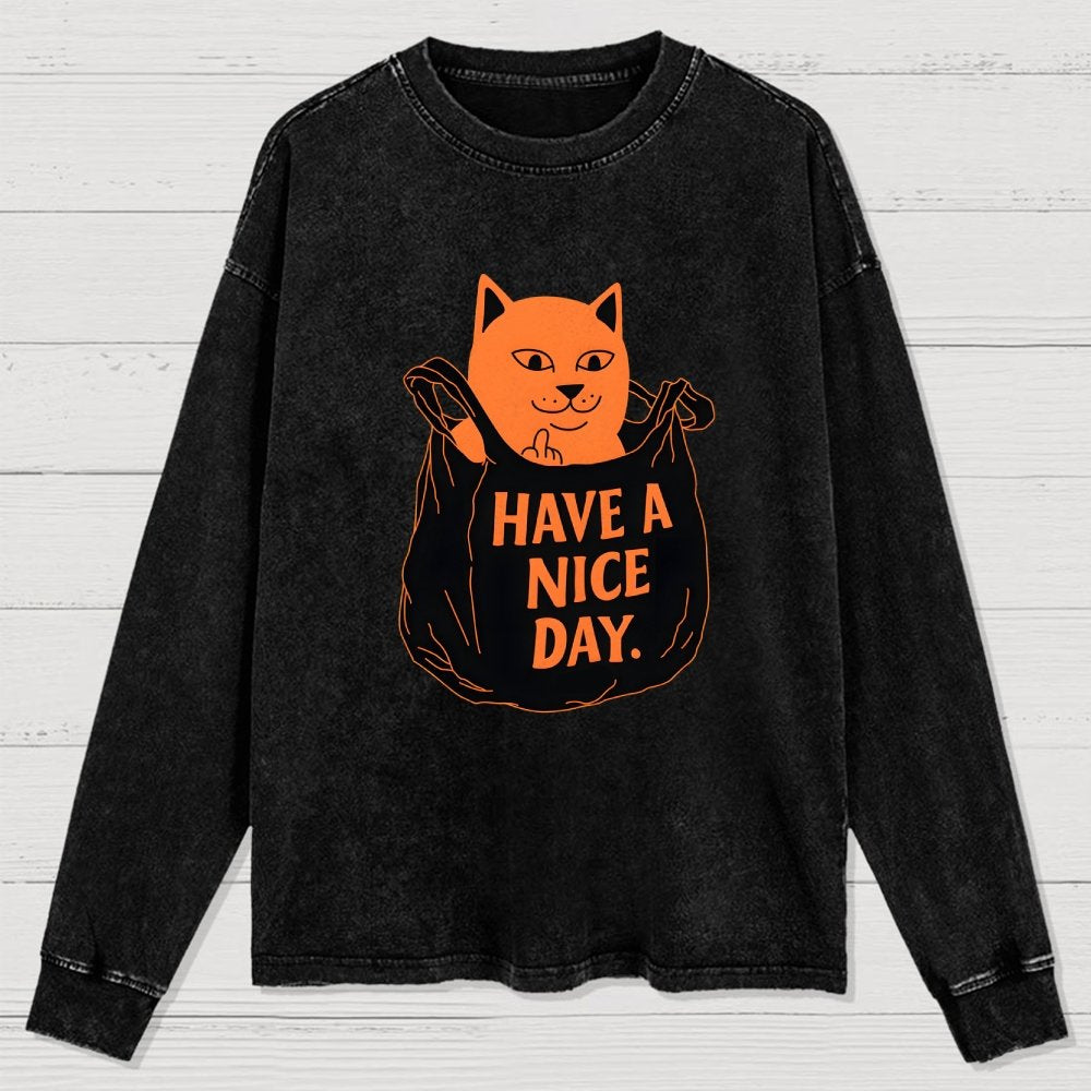 Have A Nice Day Washed Long Sleeve Tee