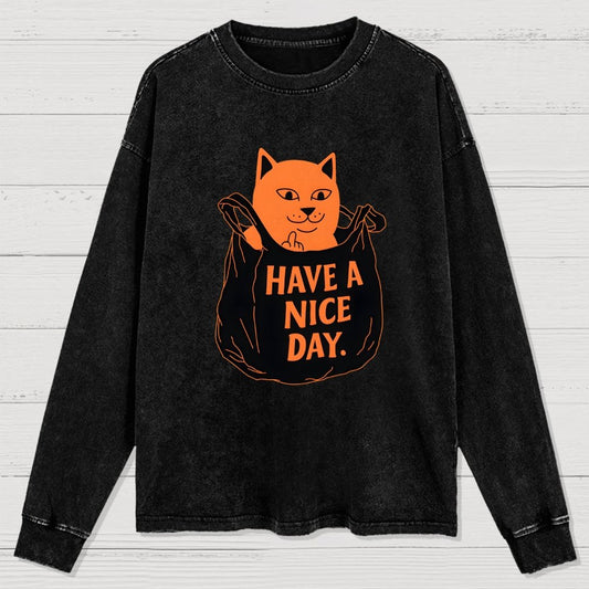 Have A Nice Day Washed Long Sleeve Tee
