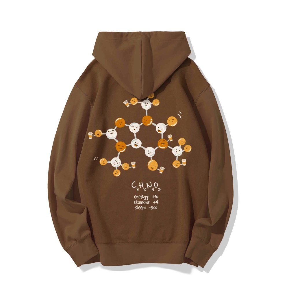 Caffeine Power Up Printed Back Unisex Cotton Hoodie
