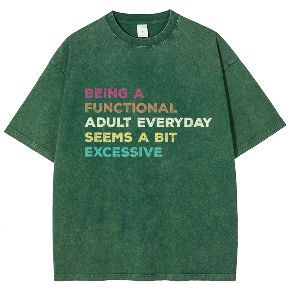Being A Functional Adult Everyday Seems A Bit Excessive Adult Humor Vintage Distressed T-shirt