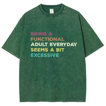 Being A Functional Adult Everyday Seems A Bit Excessive Adult Humor Vintage Distressed T-shirt