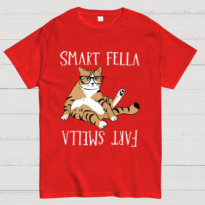 Smart Fella , Fart Smella, Funny Cat Geek T-Shirt