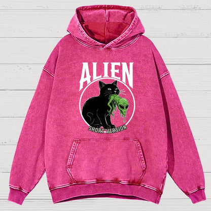 Black Cat Eating Alien Vintage Distressed Hoodie