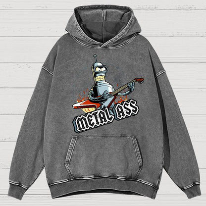 Robot Metal Rock Vintage Distressed Hoodie