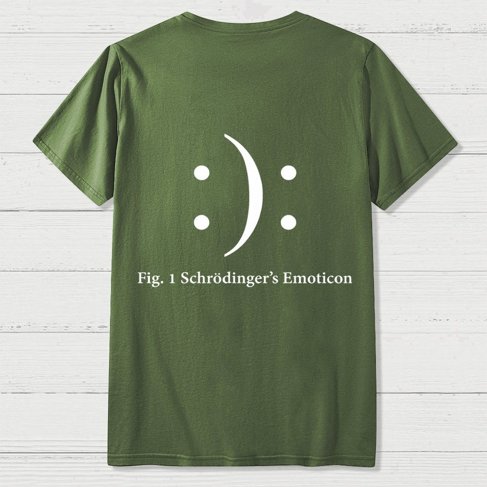 Schrodinger's Emoticon Front And Back Printing Geek T-Shirt