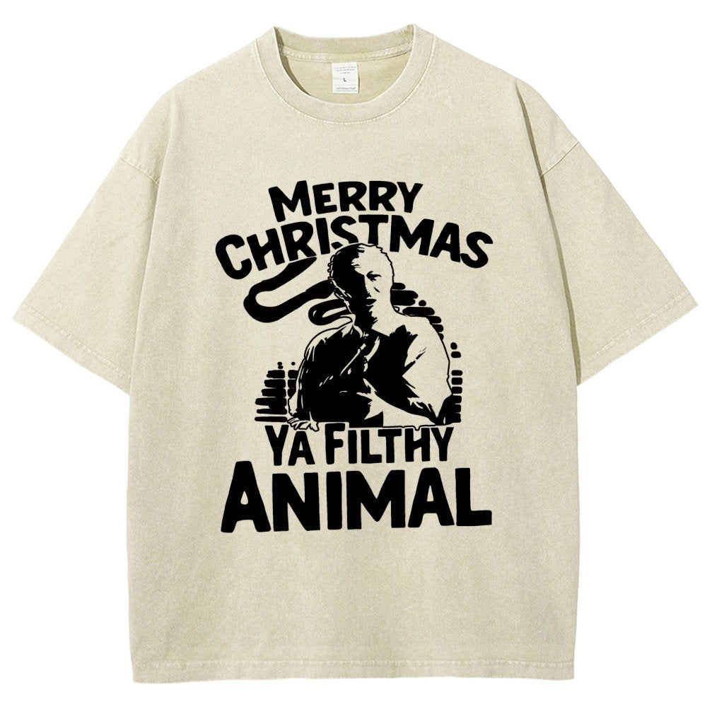 Merry Christmas Ya Filthy Animal Vintage Distressed T-shirt