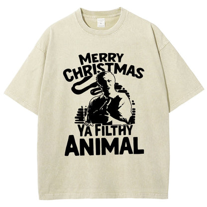 Merry Christmas Ya Filthy Animal Vintage Distressed T-shirt