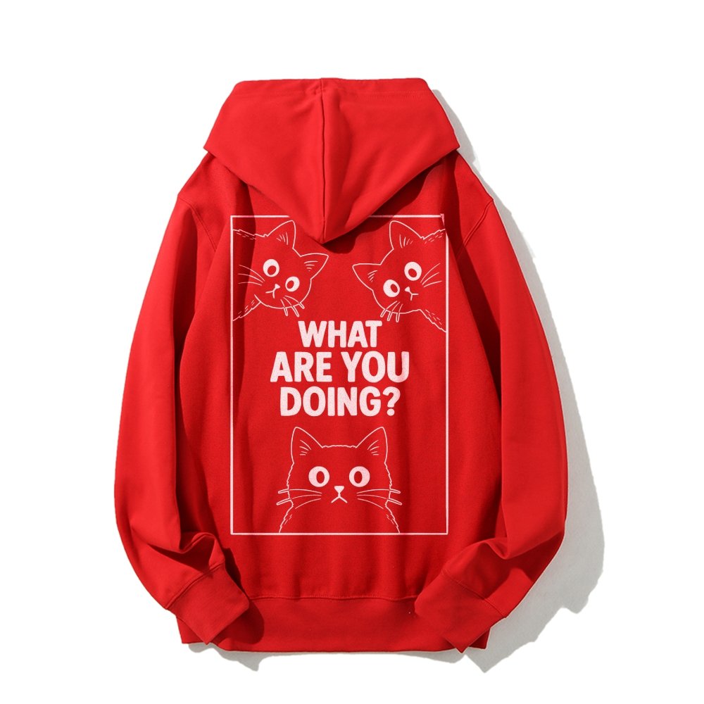 What Are You Doing Printed Back Unisex Cotton Hoodie