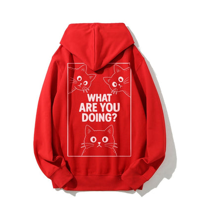 What Are You Doing Printed Back Unisex Cotton Hoodie