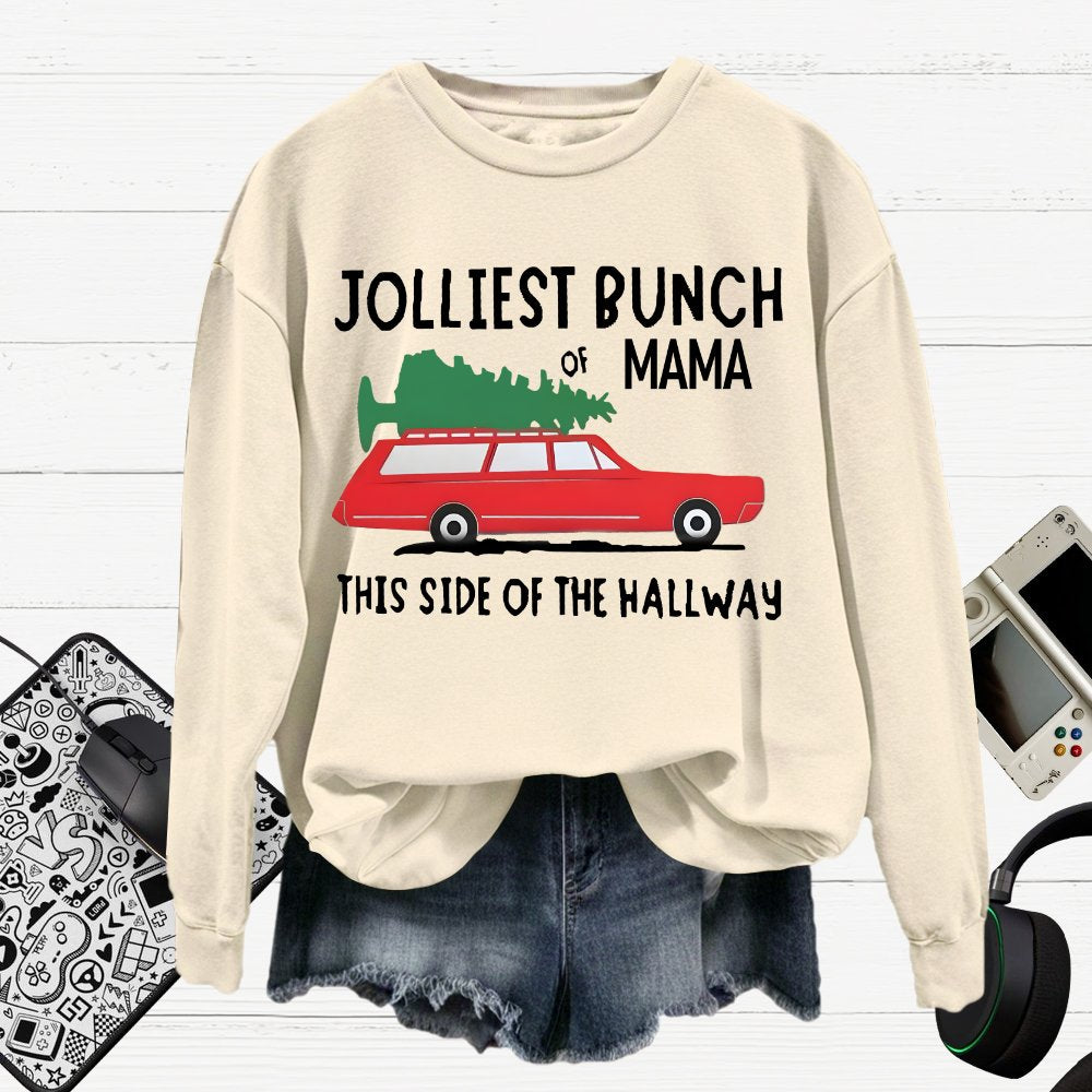 Jolliest Bunch Of MaMa Christmas Cotton Pullover Sweatshirt