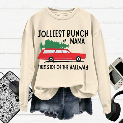 Jolliest Bunch Of MaMa Christmas Cotton Pullover Sweatshirt