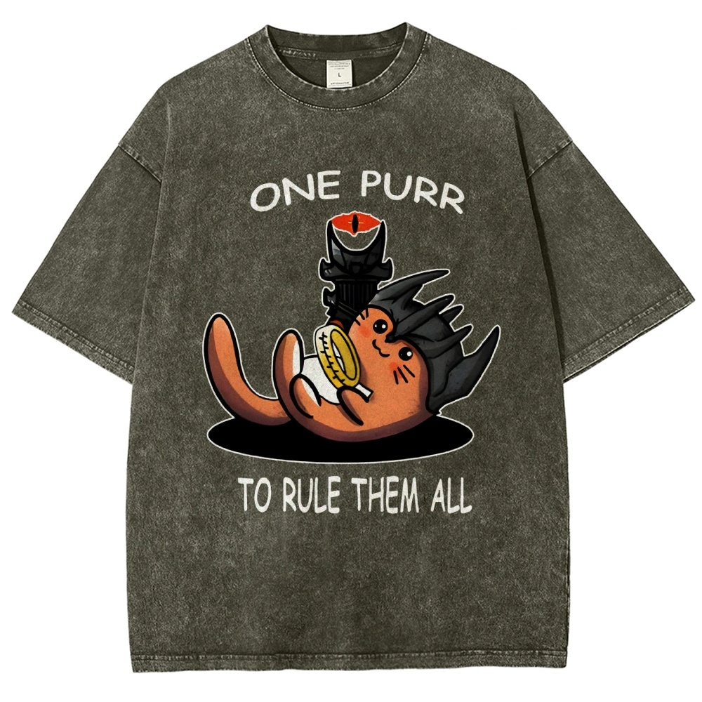 One Purr to Reign Them All Vintage Distressed T-shirt