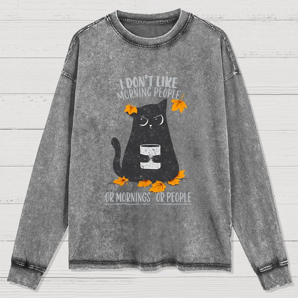 No Mornings No People Washed Long Sleeve Tee
