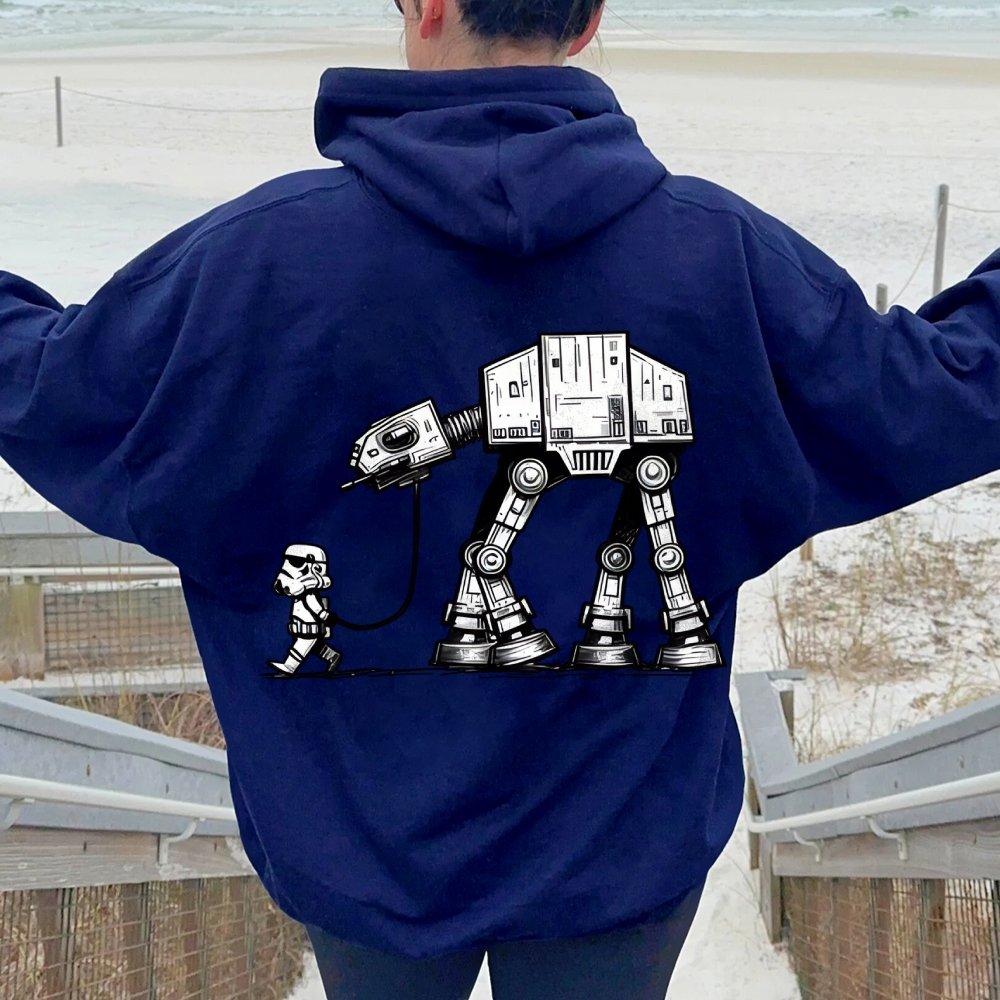 Galactic Robot Dog - Planetary Skirmishes Printed Back Unisex Cotton Hoodie