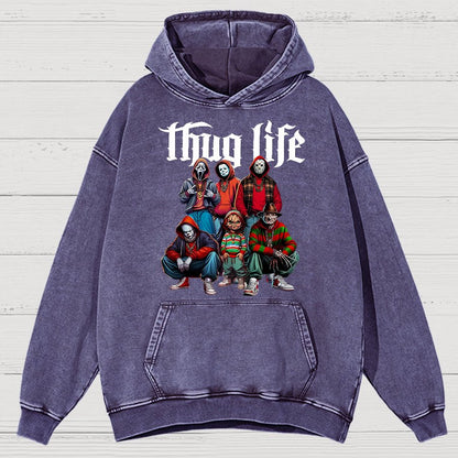 Thug Life Horror Movie Halloween Vintage Distressed Hoodie