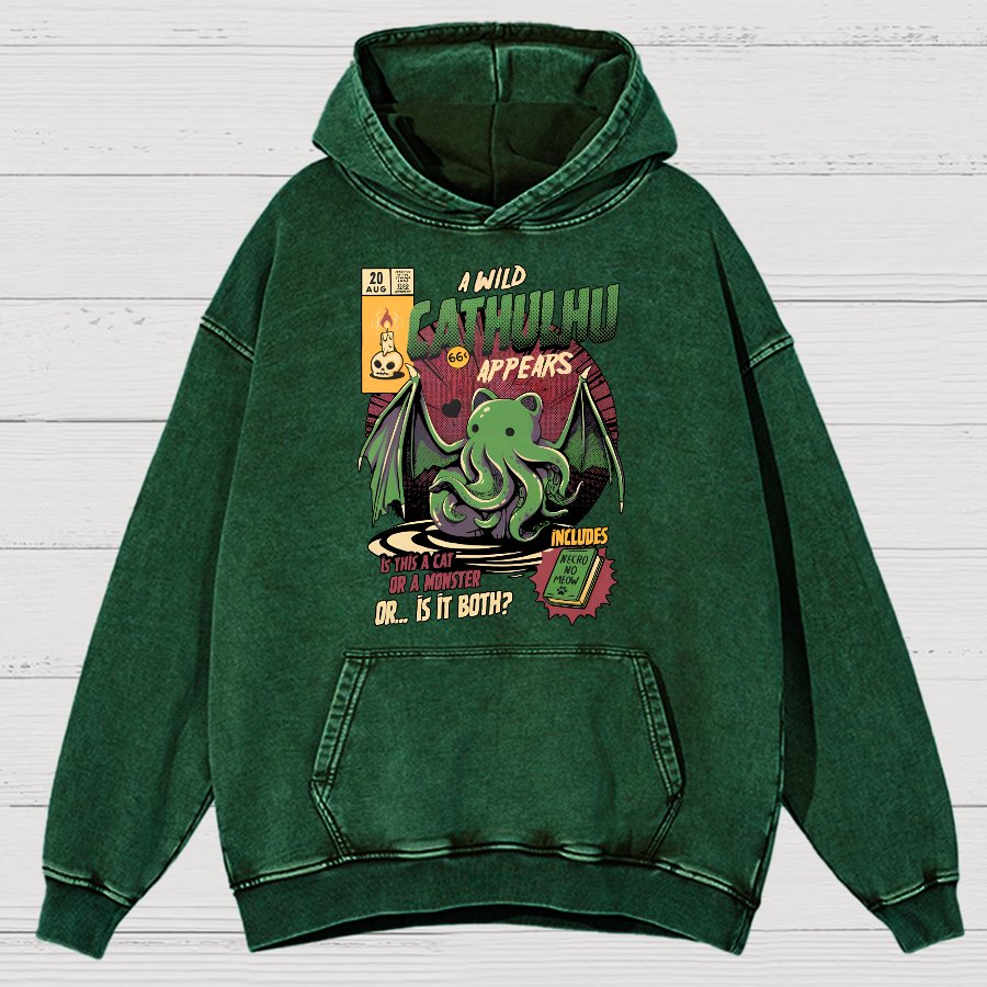 Cathulhu Round Vintage Distressed Hoodie
