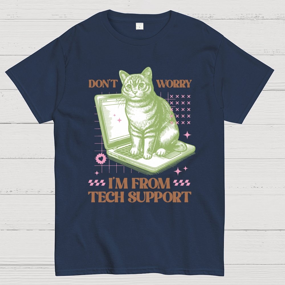 Don't Worry I'm From Tech Support Cat Geek T-Shirt