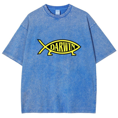 Darwin Fish Vintage Distressed T-shirt