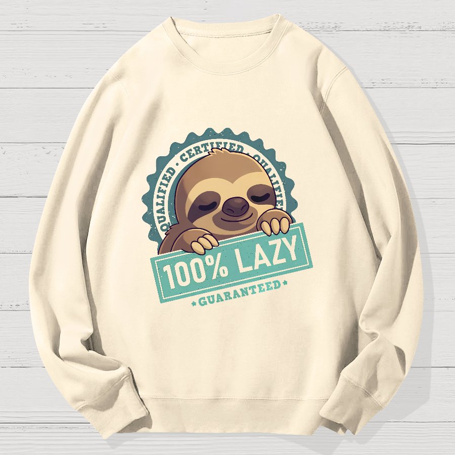 100% Lazy Sloth Geek Cotton Sweatshirt