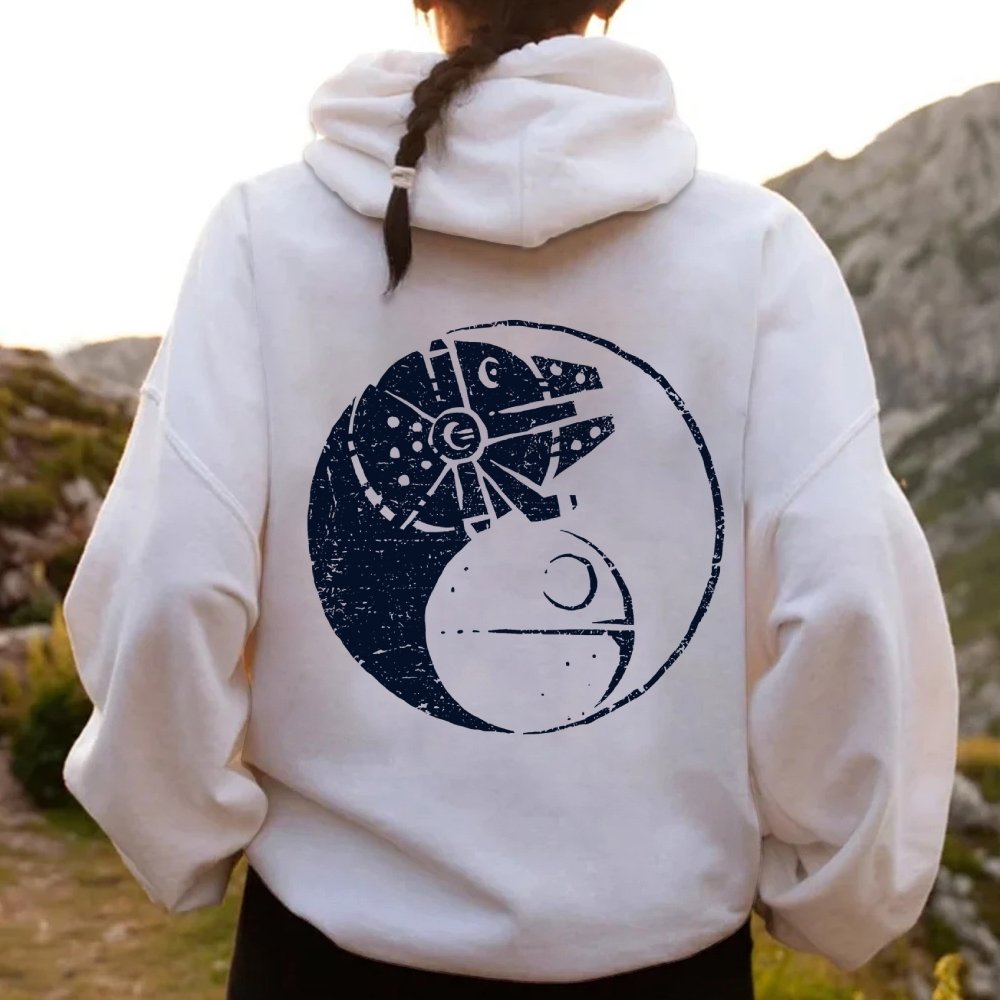 Balancing The Power Geek Printed Back Unisex Cotton Hoodie