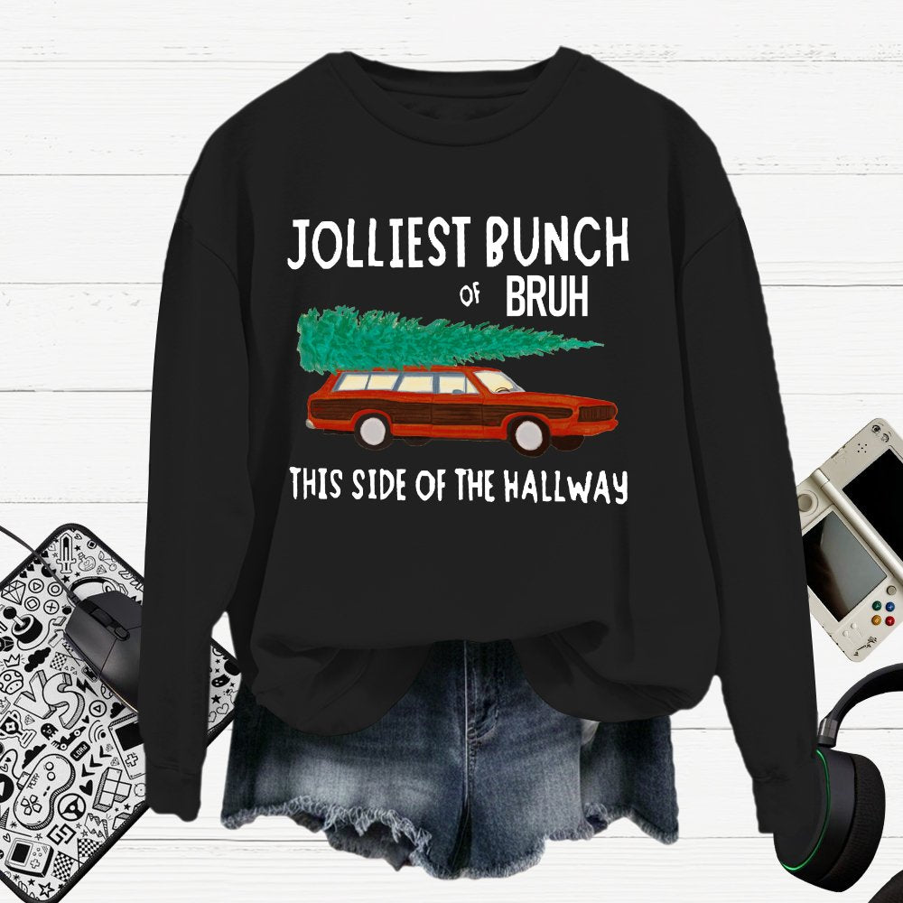 Jolliest Bunch Of Bruh.Christmas Cotton Pullover Sweatshirt