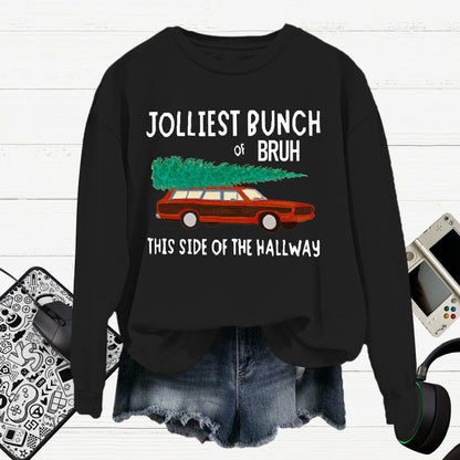 Jolliest Bunch Of Bruh.Christmas Cotton Pullover Sweatshirt