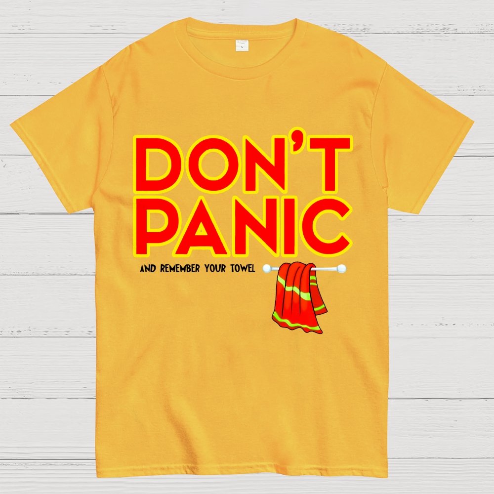 Don't Panic With Towel Geek T-Shirt
