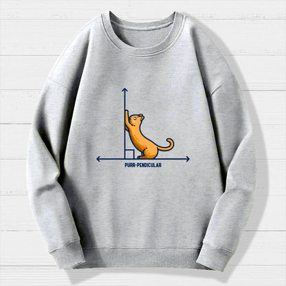 Purr-Pendicular Cute Maths Cat Premium Geek Cotton Sweatshirt
