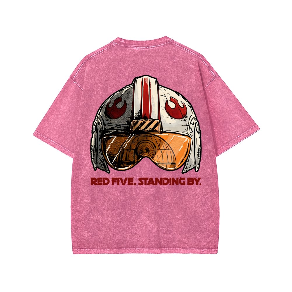 Standing By Front And Back Printing Washed T-shirt