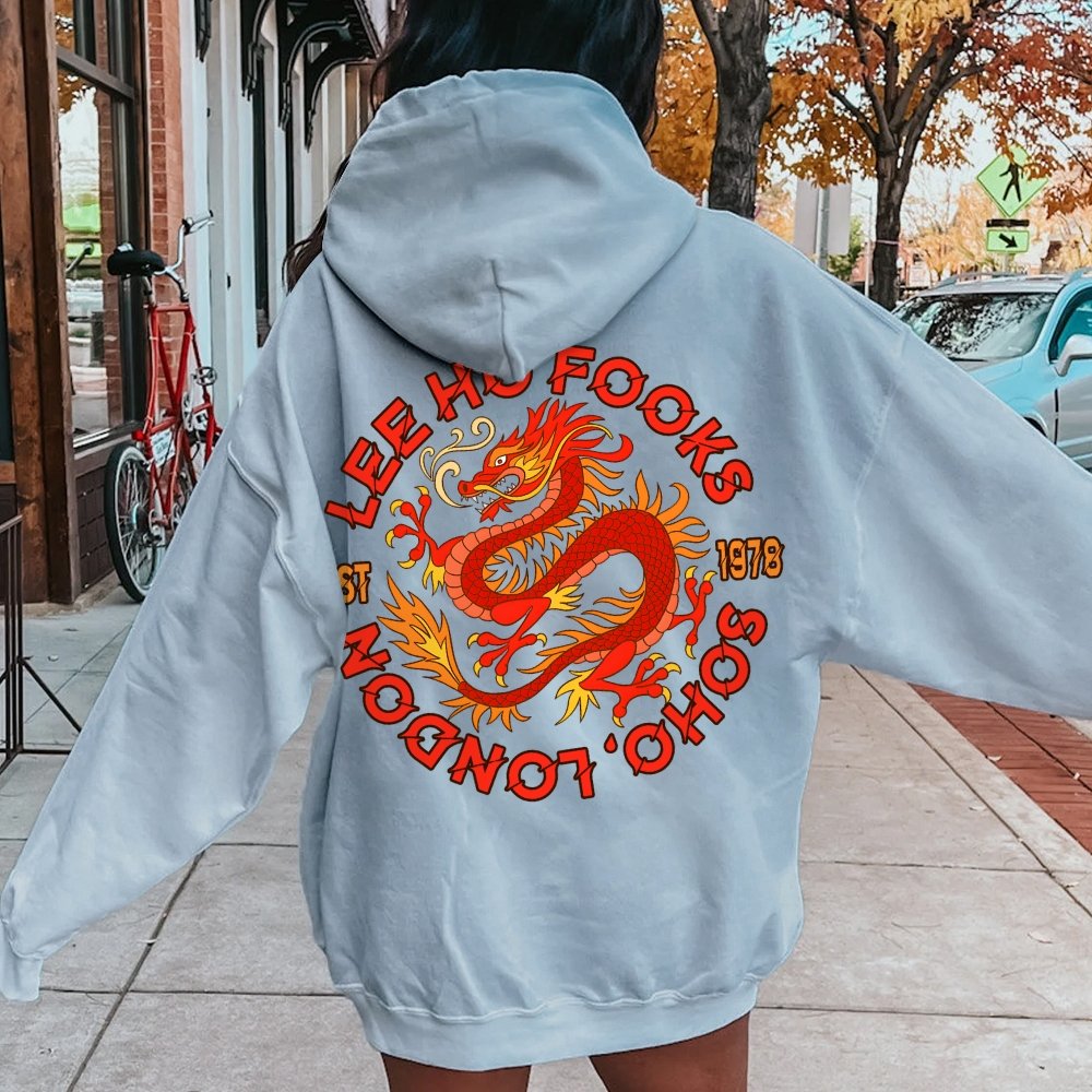 Mysterious Town's (Werewolves of London) Printed Back Cotton Hoodie