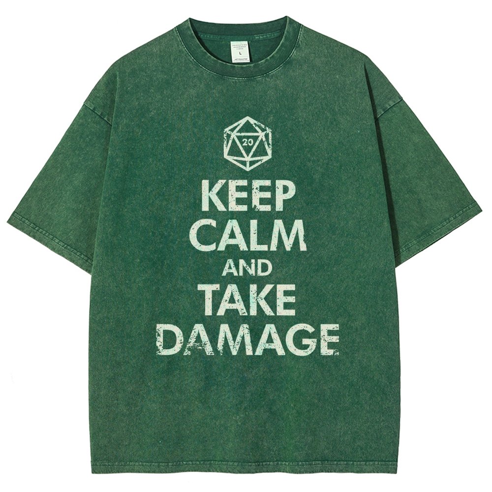 Keep Calm and Take Damage Vintage Distressed T-shirt