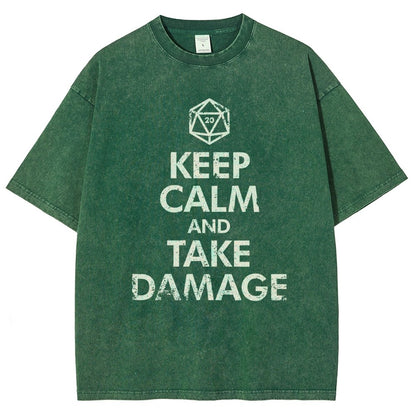Keep Calm and Take Damage Vintage Distressed T-shirt