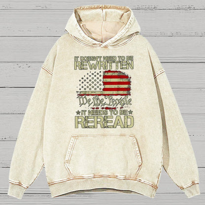 It Doesn't Need To Be Rewritten It Needs To Be Reread 1776 Vintage Distressed Hoodie