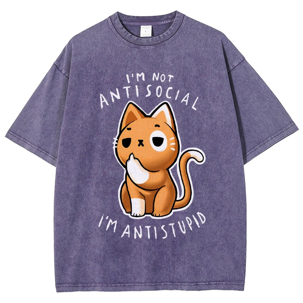 I'm not Antisocial I'm Antistupid Vintage Distressed T-shirt