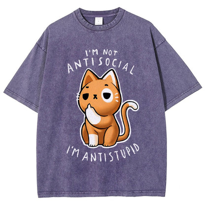 I'm not Antisocial I'm Antistupid Vintage Distressed T-shirt