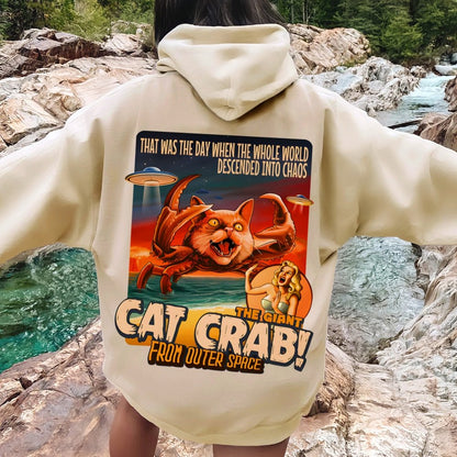 The Giant Cat Crab Geek Printed Back Cotton Hoodie
