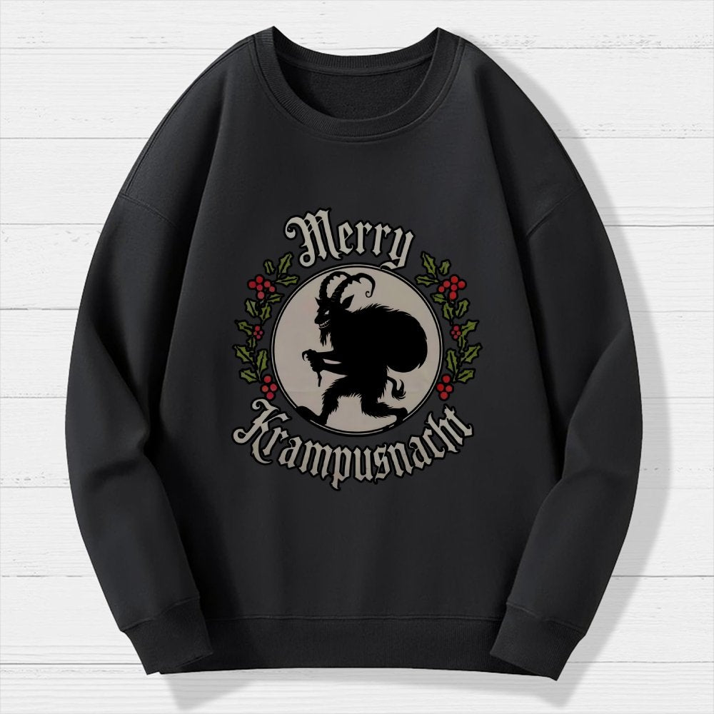 Merry Christmas  Krampus Night Geek Cotton Sweatshirt