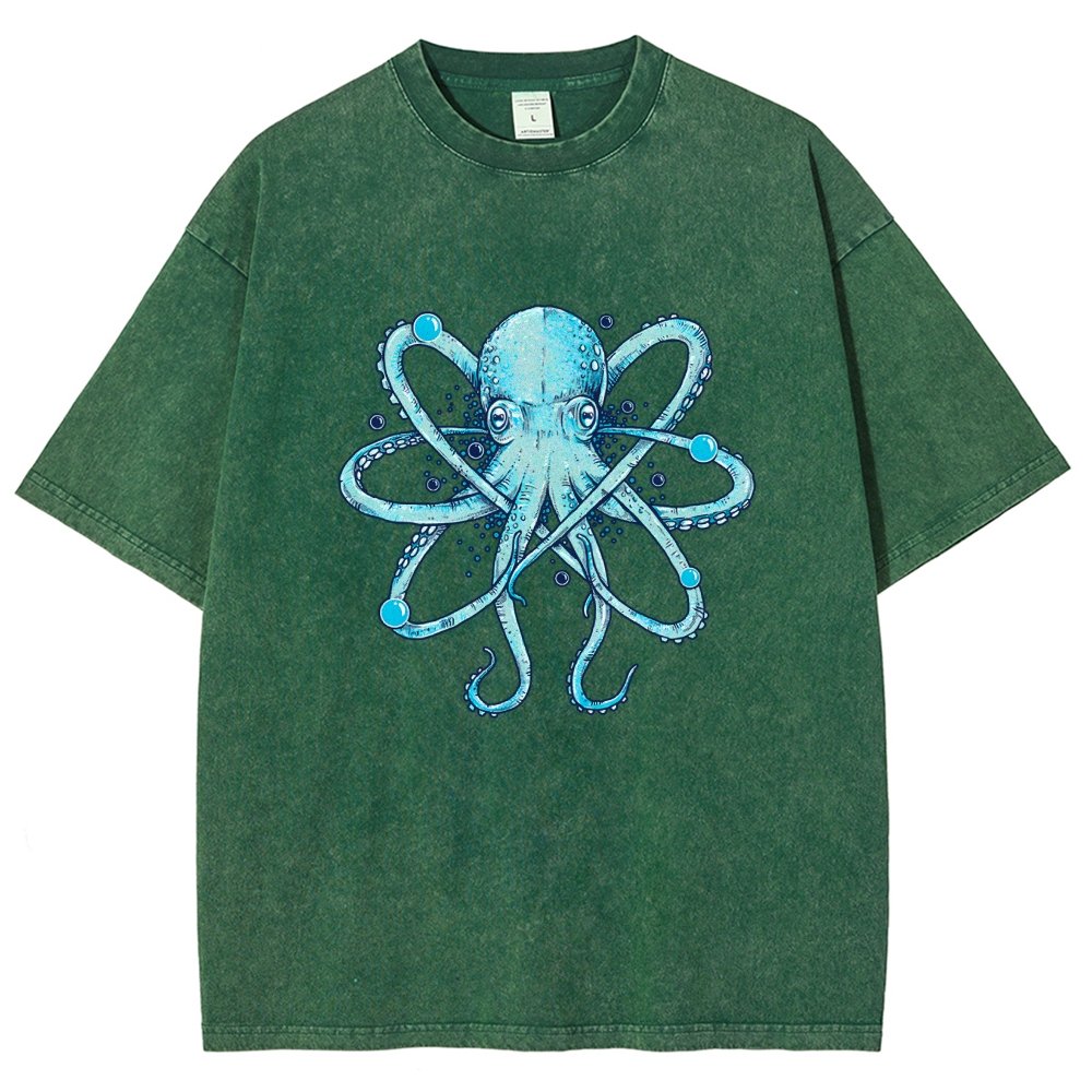 Atomic Octopus Vintage Distressed T-shirt
