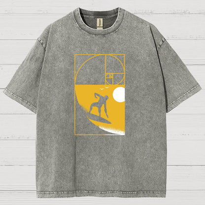Golden Spiral Wave Geek Vintage Distressed T-shirt
