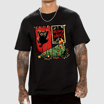 Meowy Xmas Cat Geek T-Shirt