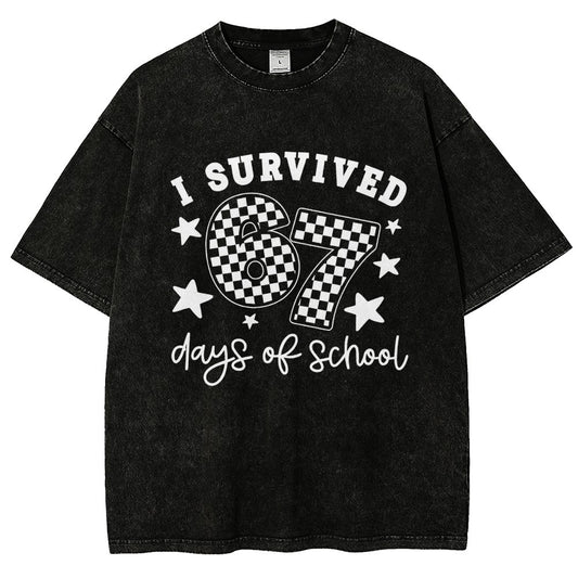 I Survived 67 Days of School Vintage Distressed T-shirt