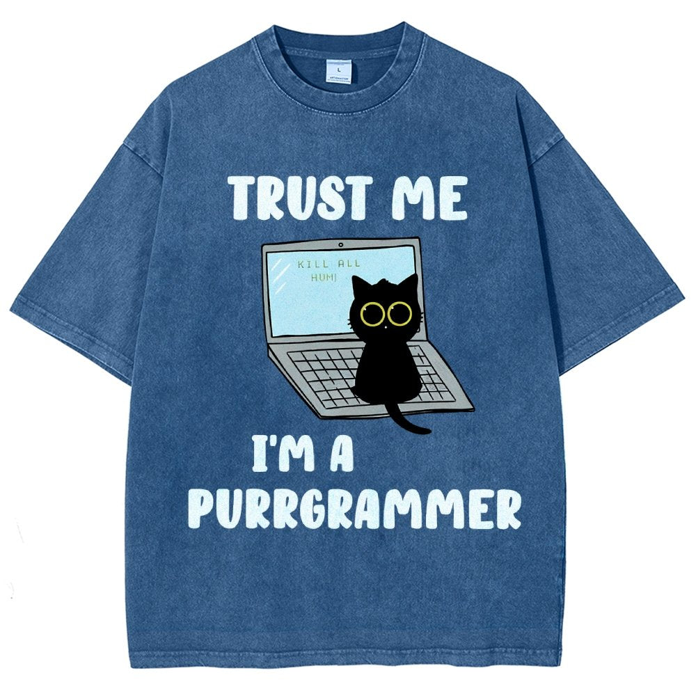 Trust Me Kill All Homi 00 I'm A Purrgrammer Vintage Distressed T-shirt