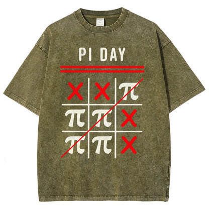 3.14 Tic-Tac-Toe Noughts And Crosses Happy Pi Day Geek Vintage Distressed T-shirt
