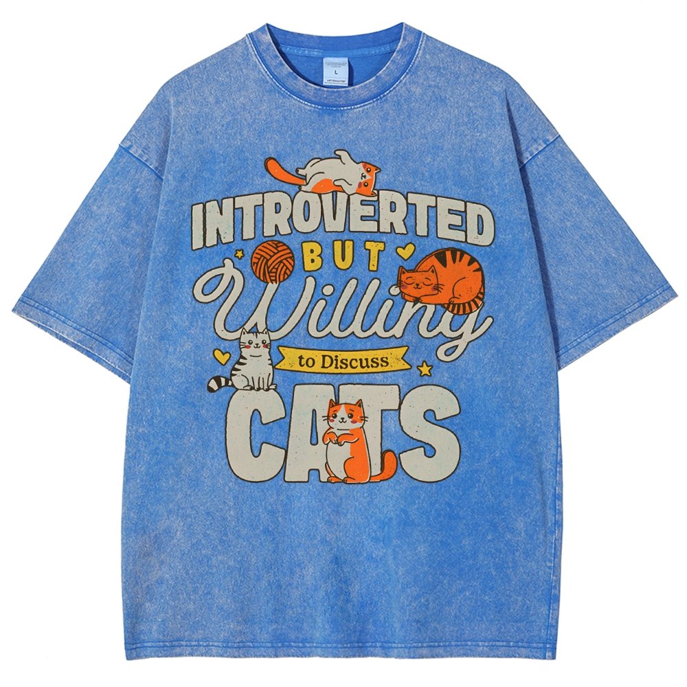 Willing to Discuss Cats Vintage Distressed T-shirt