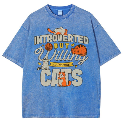 Willing to Discuss Cats Vintage Distressed T-shirt