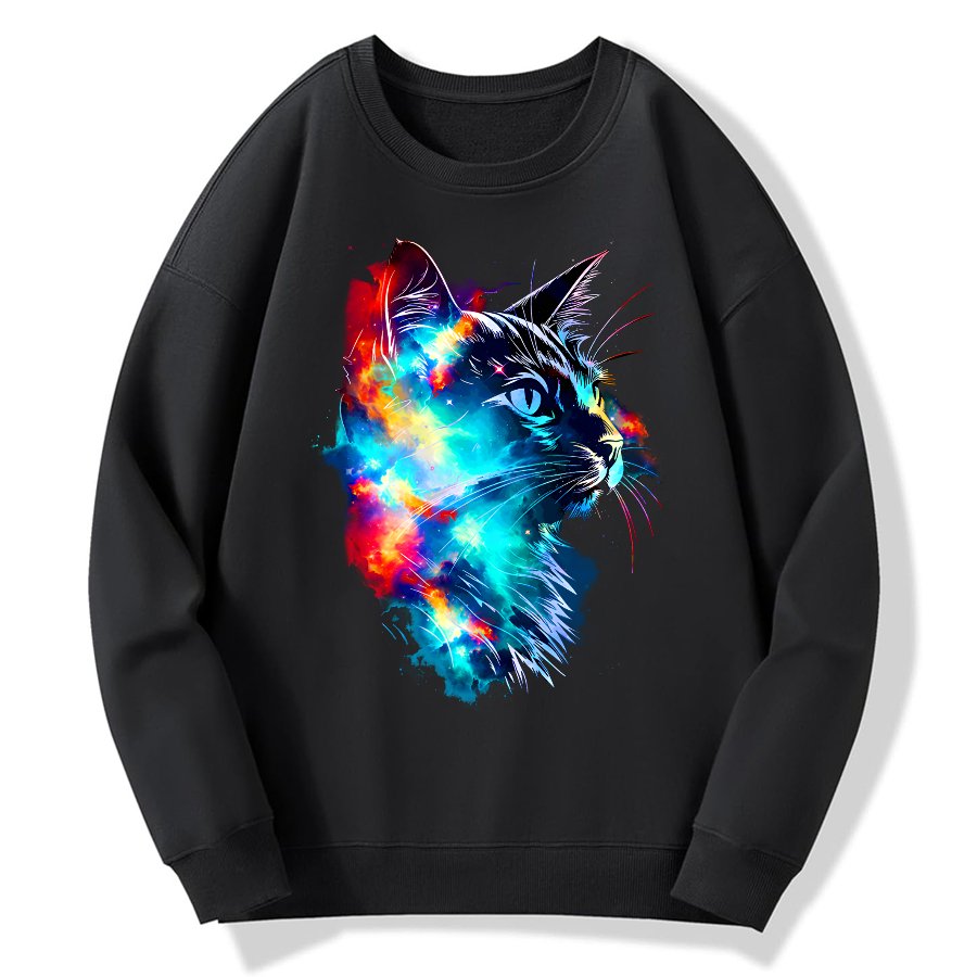 Cosmos cat Cotton Pullover Sweatshirt