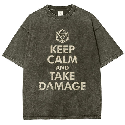 Keep Calm and Take Damage Vintage Distressed T-shirt